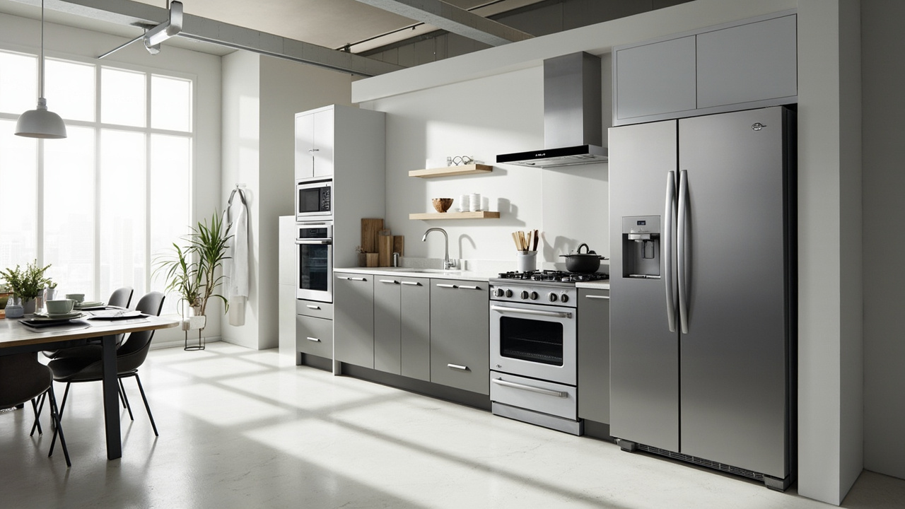 authorized GE service technician repairing a refrigerator in a modern kitchen