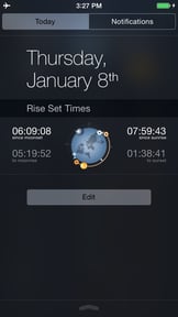Raise and Set Times - Moonrise, moonset, sunrise, sunset times and compass