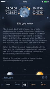 Raise and Set Times - Moonrise, moonset, sunrise, sunset times and compass