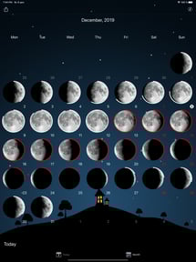 Moon phases calendar and night sky live
