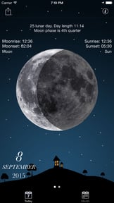 Moon phases calendar and night sky live