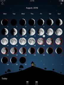 Moon phases calendar and night sky live