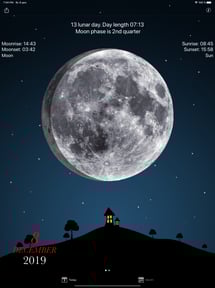 Moon phases calendar and night sky live