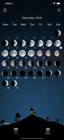 Moon phases calendar and night sky live