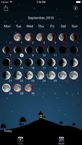 Moon phases calendar and night sky live