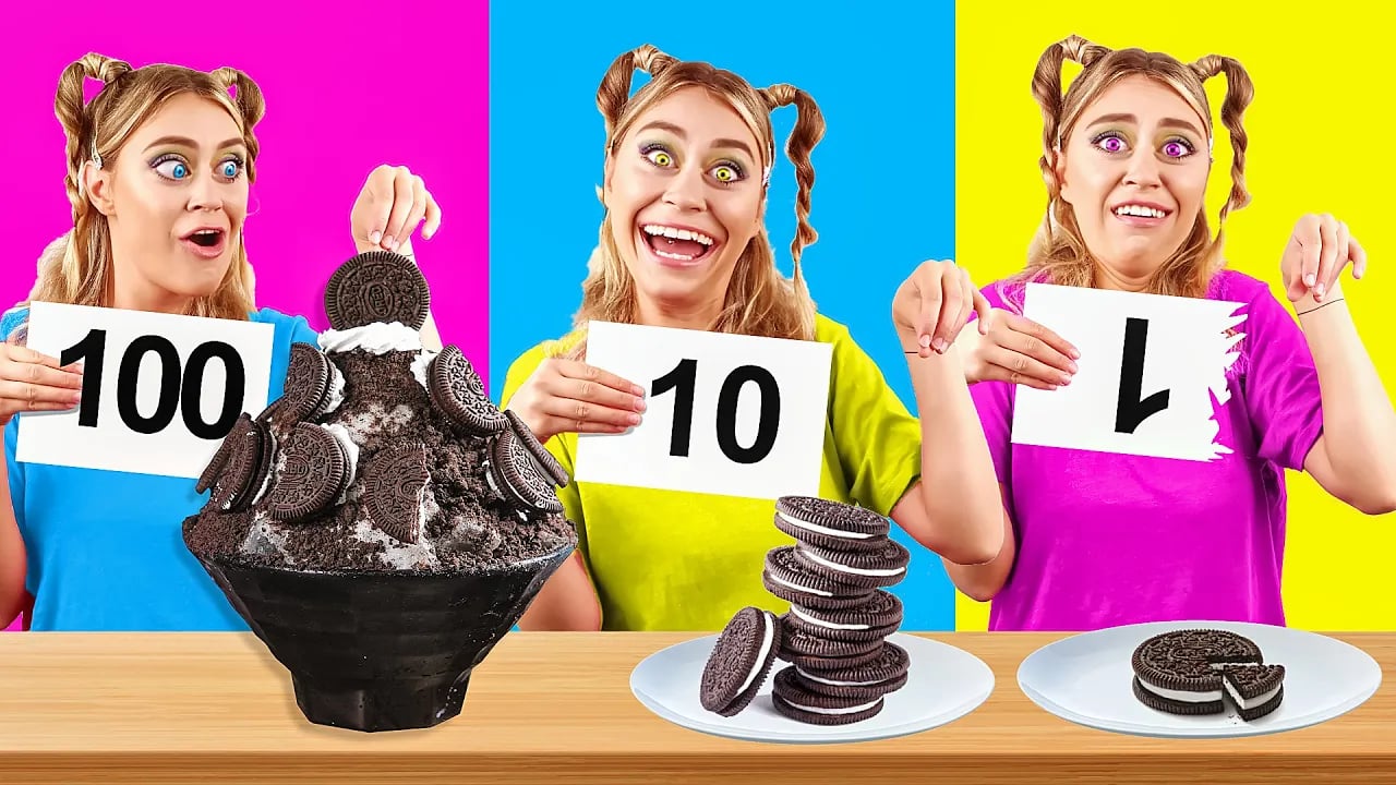 100層フードチャレンジ|巨大食品と小さな食品を24時間食べ続ける! by GOTCHA! #3