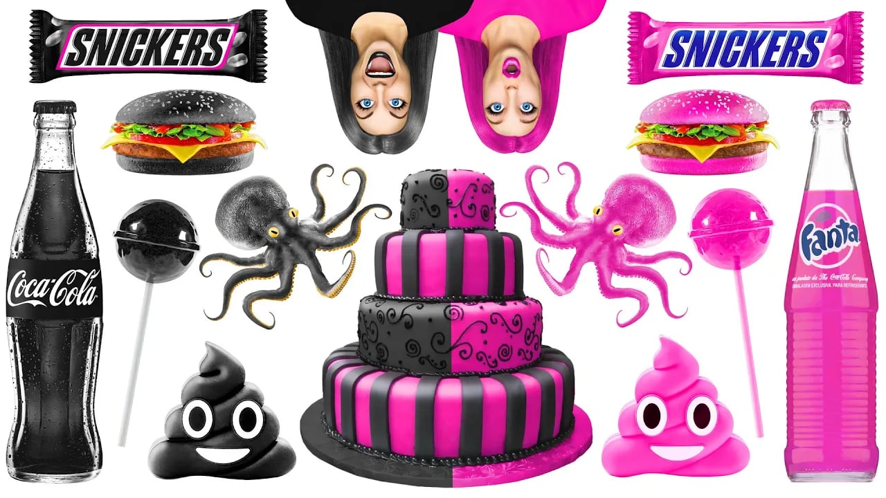 Black vs Pink Food Challenge #2 블랙 대 핑크 음식 Multi DO 다 마