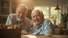Senior citizen using tablet to access Hulu streaming service with discount