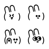 QxQ 大人可愛い モノクロ 毎日うさぎ顔文字