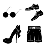 おしゃれかわいい黒絵文字/洋服etc.