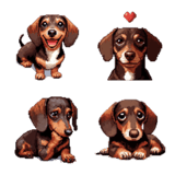 ドット絵 ミニチュア ダックス チョコ タン