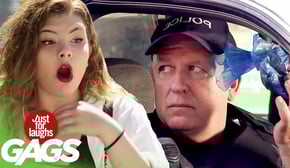 Cop Gets Hit in the Face With Dog Poop Prank