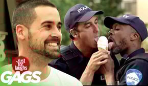 Two Cops Sharing an Ice Cream Cone Prank
