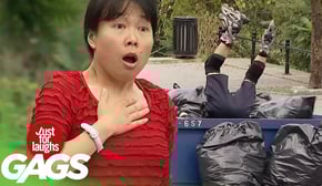 Rollerblading Cop Ends up in the Trash Prank