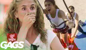 Wall Climbing Fail, Knee Jerk Reaction, Display Leg Kicks Customers Prank