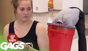 Cop Gets Stuck In Trash Can Prank