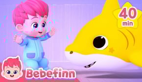 Five Little Baby Sharks #sharkmonth  | +more Songs for Kids | Bebefinn Nursery Rhymes