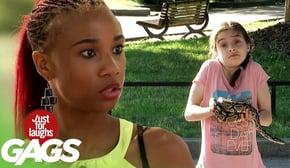 Cop Forces Little Girl to Pick Up a Snake Prank