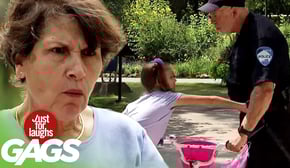 Little Girl Beats Cop with His Own Baton