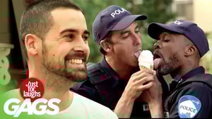 Two Cops Sharing an Ice Cream Cone Prank