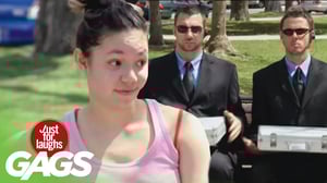 Man in Freezer, Blowing Birthday Cake All Over Girl, Secret Agent Briefcase Swap Prank