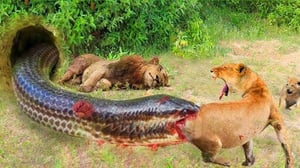 母ライオンは子供たちを守ろうとしてコブラの毒で死亡