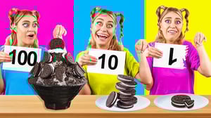 100層フードチャレンジ|巨大食品と小さな食品を24時間食べ続ける! by GOTCHA! #3