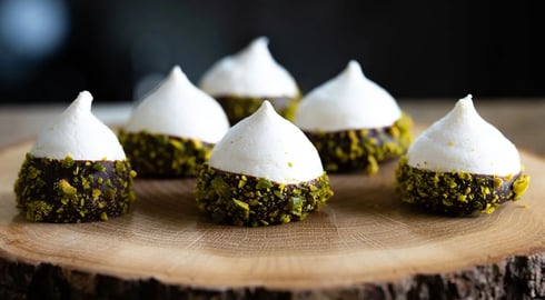 Chocolate & Pistachio Meringue Cookies