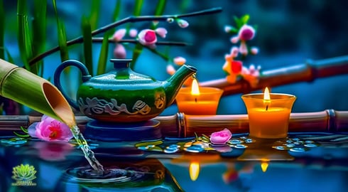 Relaxing Piano Music with Nature View, Deep Sleeping Music - Meditation Music,Water Fountain, Bamboo