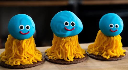 Pumpkin Mont Blanc Cake - Dragon Warrior's monster "Healslime" Halloween treat cake.