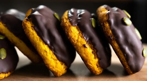 Chocolate coated squash(pumpkin) scone - Halloween chocolate treat