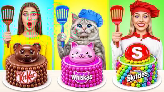 自分 vs おばあちゃんの料理チャレンジ 猫と一緒に | 面白いチャレンジ Multi DO Challenge