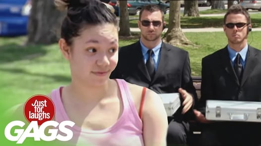 Man in Freezer, Blowing Birthday Cake All Over Girl, Secret Agent Briefcase Swap Prank