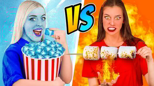 热vs冷女孩挑战|冰冷的女孩VS女孩着火了！Multi DO Challenge