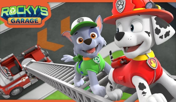 Rocky Adds a Long Ladder to Marshall's Firetruck - Rocky's Garage - PAW Patrol Cartoons for Kids