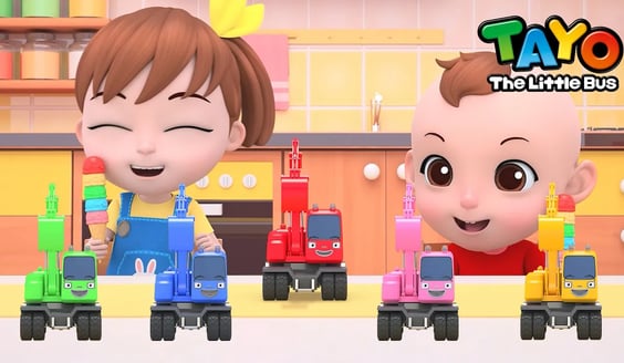 Belajar Warna dengan Menara Es Krim | Warna untuk Anak | Lagu Tayo Excavator | Tayo Bus Kecil