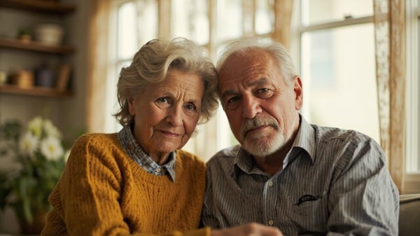 Professional home health aide assisting senior citizen at home with daily activities
