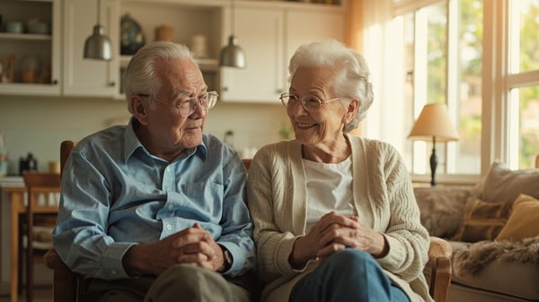 Professional home health aide assisting elderly senior with daily activities at home