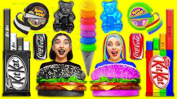Rainbow vs Black and White Challenge for 24 Hours! 무지개 대 24 시간 동안 흑백 도전 Multi DO 다 마