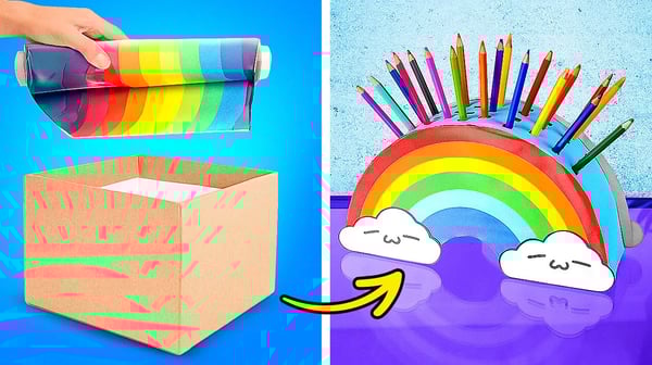 RAINBOW-THEMED SCHOOL SUPPLIES 🌈🏫 EASY CRAFTS & HACKS