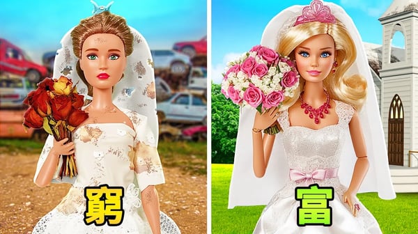 我的芭比娃娃有錢 vs. 沒錢!尷尬的婚禮時刻和新娘類型 由 123 GO! 出品