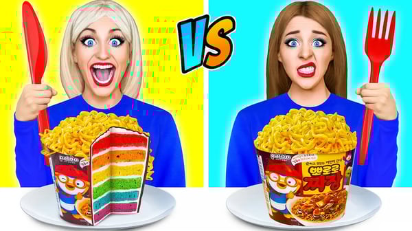 Cake vs Real Food Challenge #2 케이크 대 실제 음식 도전 Multi DO 다 마