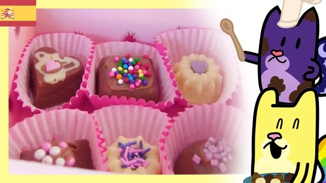 DIY 💗 CÓMO hacer BOMBONES con NIÑOS 🍫 RECETA súper FÁCIL | Gato Rainbow & Gata Moon