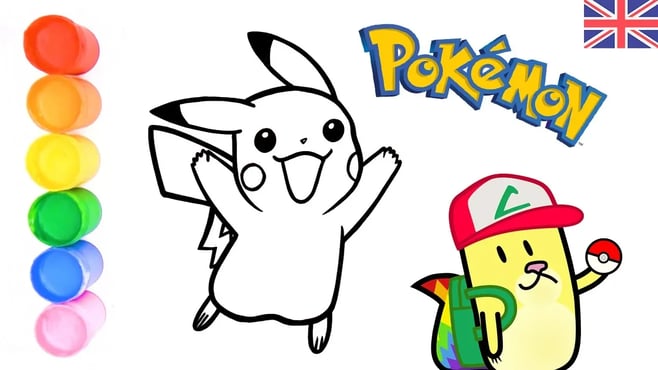 HOW TO paint PIKACHU ⚡️ POKÉMON coloring pages 🖍 SUMMER activities ☀️ Gato Rainbow & Gata Moon