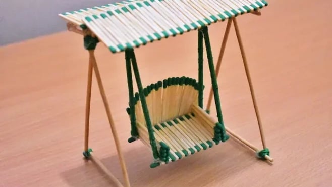 Matchstick Art and Craft Ideas | How to Make Matchstick Miniature Swing | Matchstick Jhula