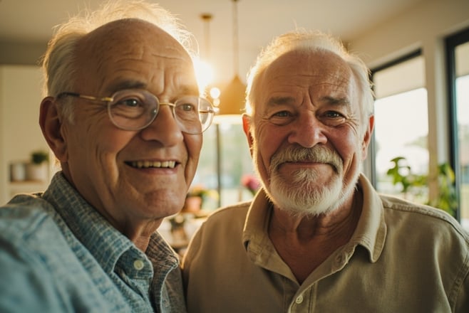 AARP phone plans for 2 lines - senior couple reviewing affordable cell phone options together on smartphone