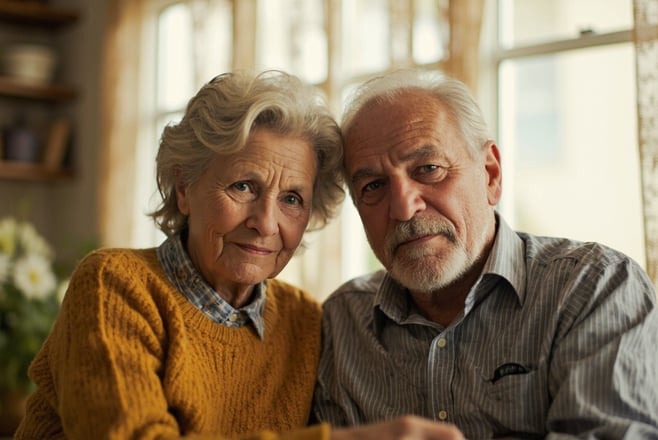 Professional home health aide assisting senior citizen at home with daily activities