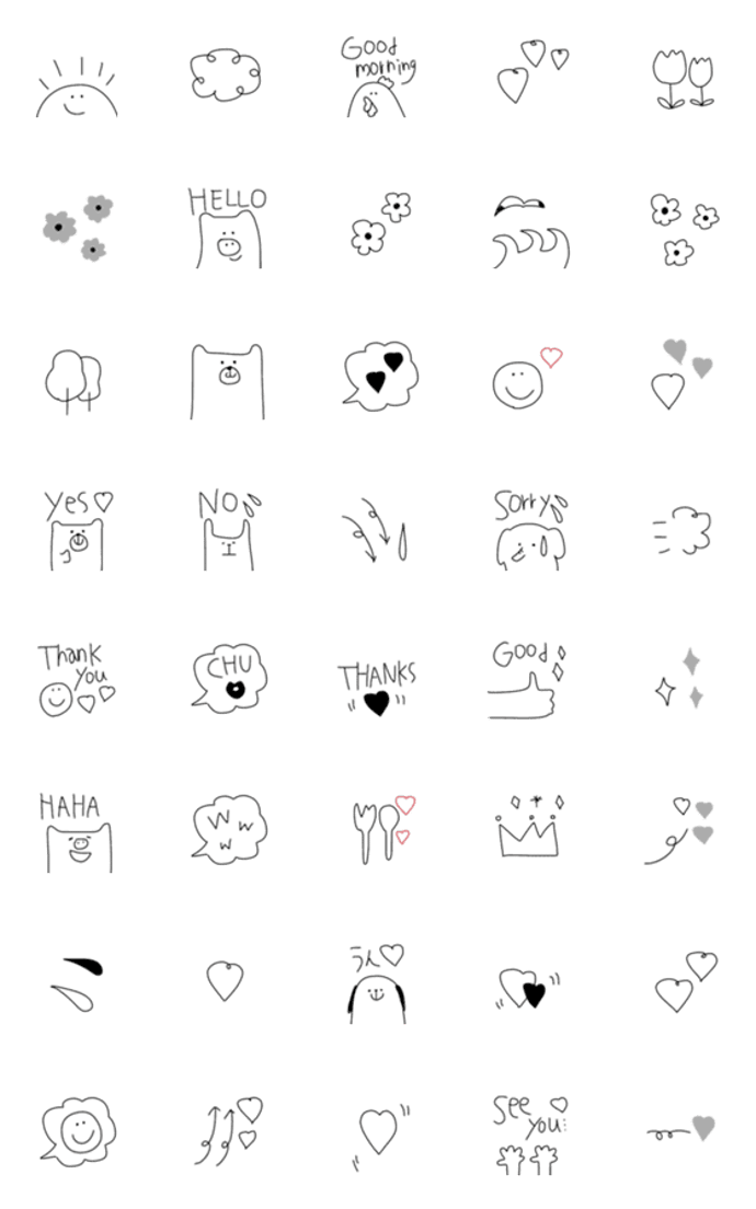 シンプルおしゃれ絵文字set