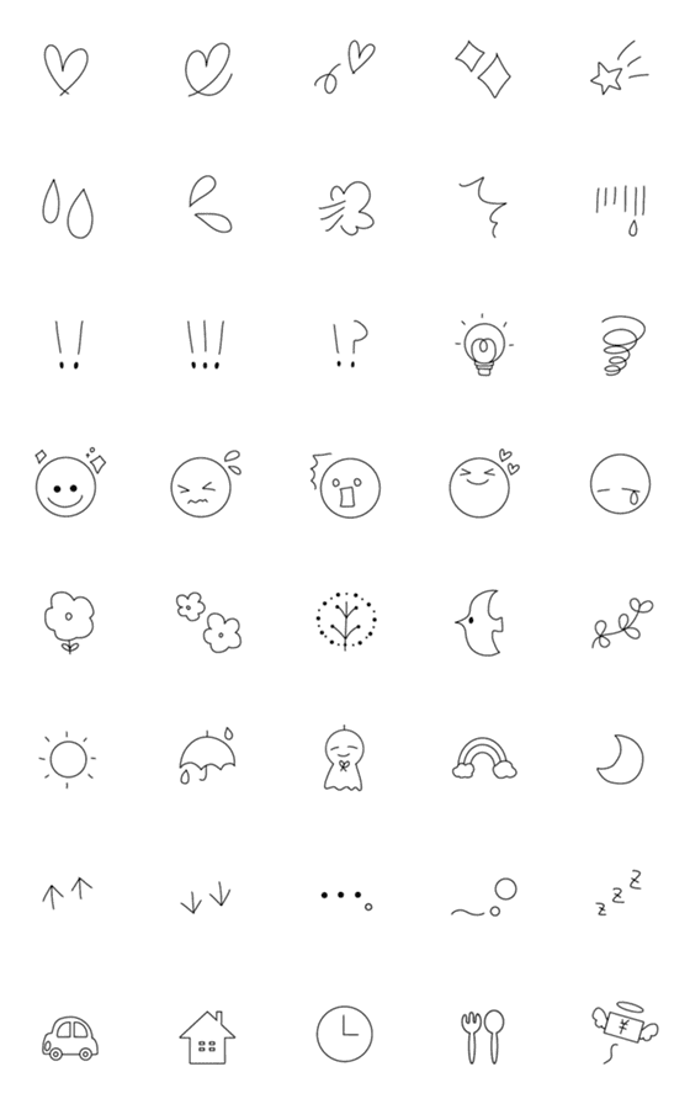手書き・シンプル絵文字⑦モノクロ