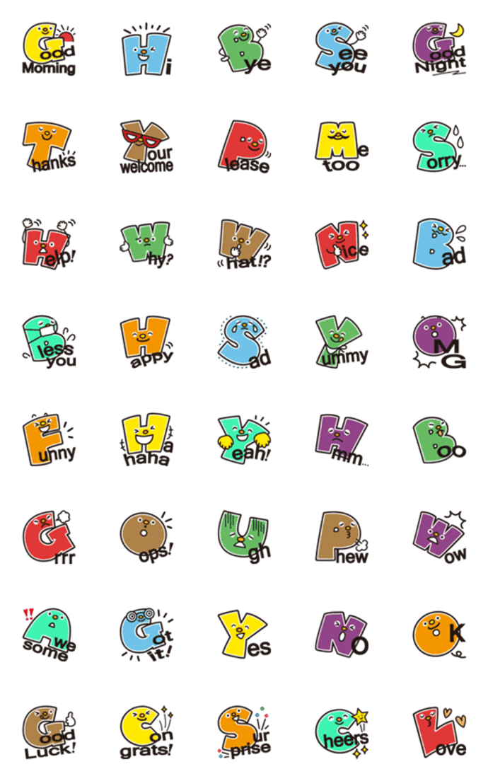 ♪デカ文字♪英語のポップな絵文字